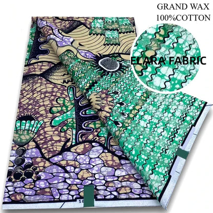 African Golden Glitter Wax Fabric - Soft Cotton Ankara Batik Print Material for Uniforms