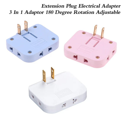 EU Plug Socket Converter - 180° Rotatable 3-in-1 US Extension Plug Multi-Plug Mini Slim Outlet Adapter