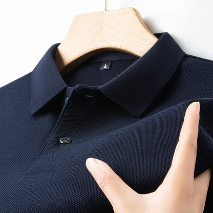 Men's 100% Cotton Polo Shirt - Breathable Summer Golf & Business Casual Tee with Silk-Like Finish