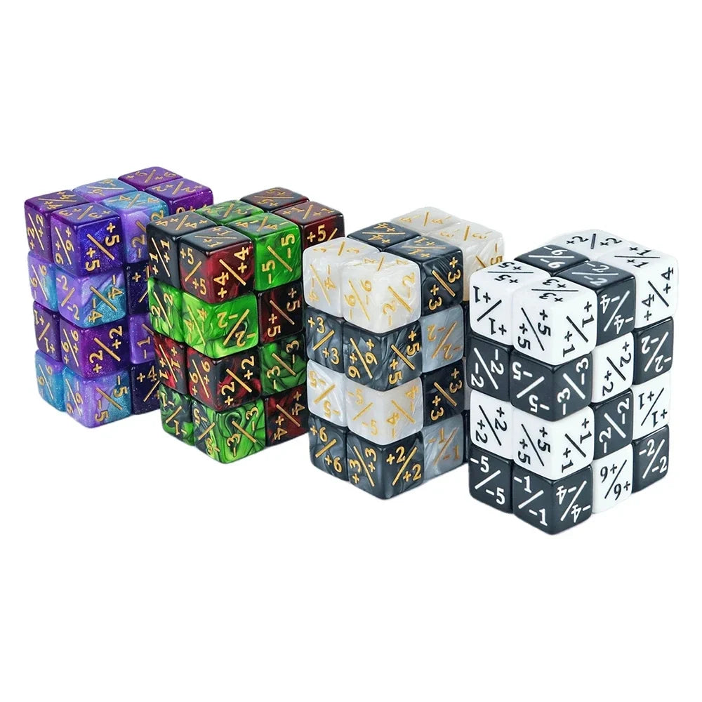10pcs Six Sided Dice Set - D6 Counters +1/+1 & -1/-1 for Math Learning, Kids Arithmetic Toys and Card Game Accessories