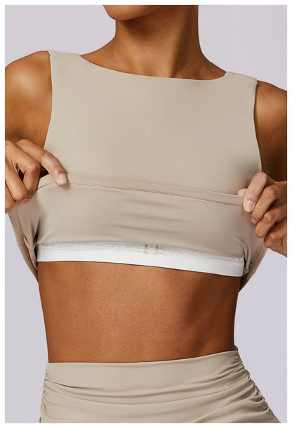 NCLAGEN Women’s High-Support Sports Bra – Breathable Open-Back Yoga & Fitness Tank Top with Removable Pads