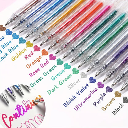 12 Color-Changing Glitter Gel Pens Set - Shimmer Liquid Sand Pens for Journaling, Drawing & Creative Art