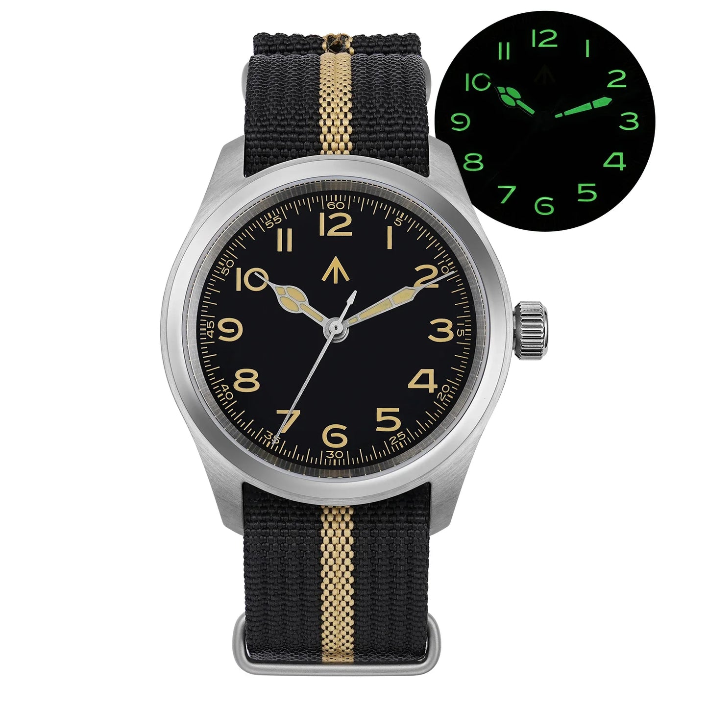 Militado ML08 Vintage Quartz Watch - VH31 Movement 38mm Sapphire Crystal Wristwatch with C3 Green Luminous Dial