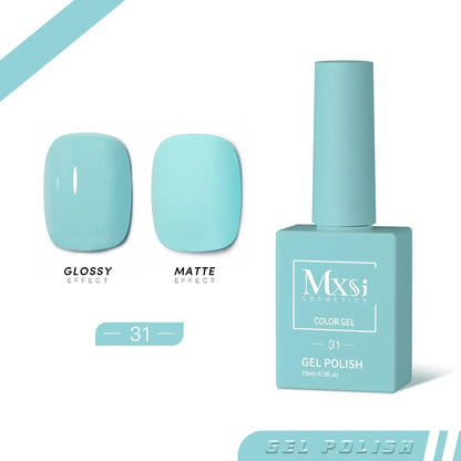 Mxsi 15ml Gel Nail Polish - Neon Brown, Royal Blue, Red, Green & Nude UV Gel Lacquer Colors for Nail Art