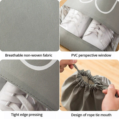 5Pcs Shoe Storage Bag Set – Waterproof Non-Woven Fabric Travel Shoe Organizer with Strap, Large Capacity & Moisture-Proof Design