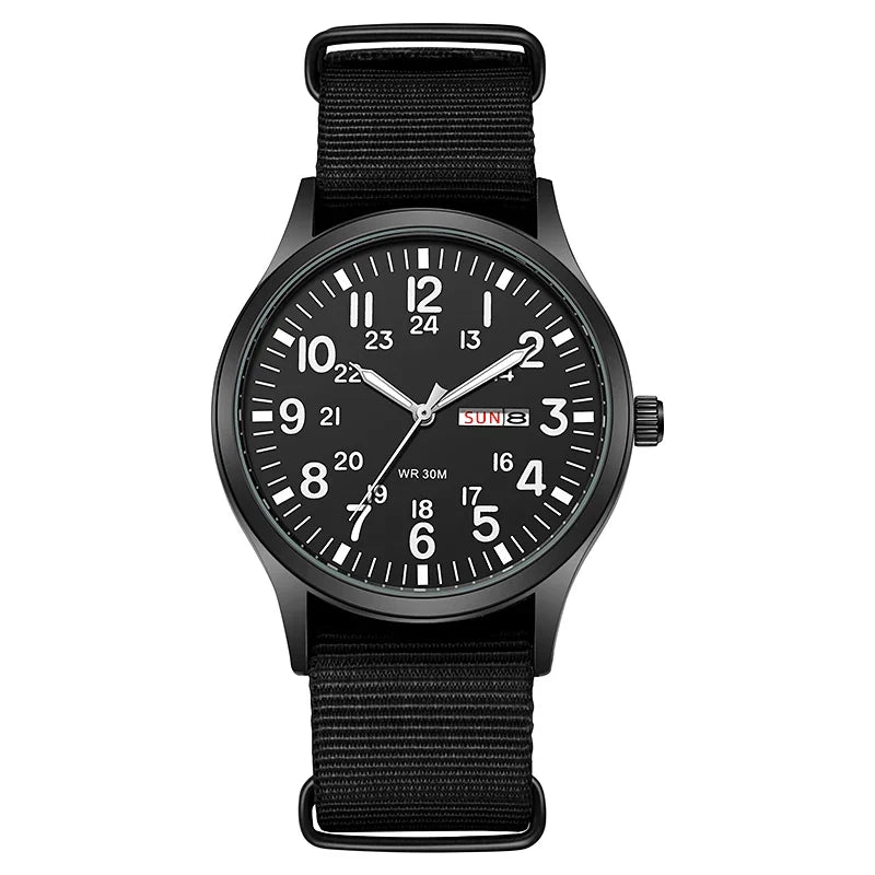 TPW Field Watch 2024 - Easy Read Quartz Wristwatch with Fabric Strap & 24-Hour Display