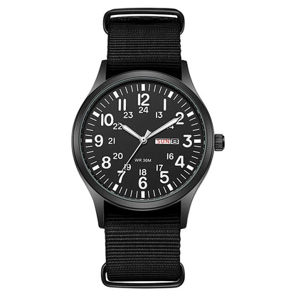 TPW Field Watch 2024 - Easy Read Quartz Wristwatch with Fabric Strap & 24-Hour Display
