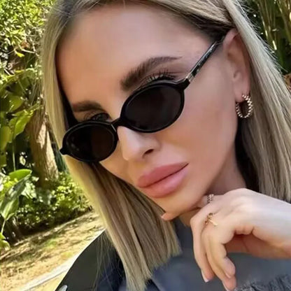 Fashion Oval Retro Sunglasses for Women – Simple Literary Design, Small Frame UV400 Luxury Travel Eyewear