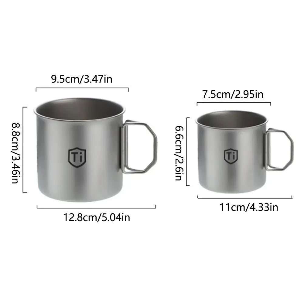 Ultralight Titanium Camping Cup - Foldable Handle Outdoor Mug for Hiking, Picnic, Coffee & Travel