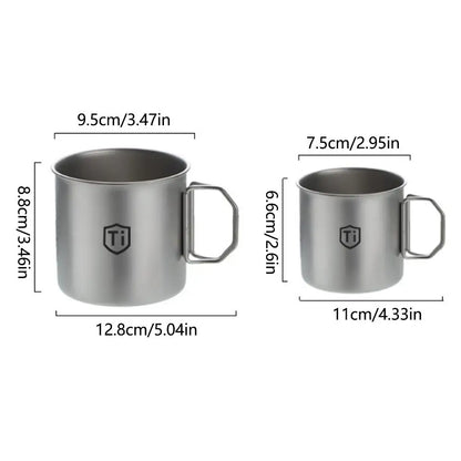 Ultralight Titanium Camping Cup - Foldable Handle Outdoor Mug for Hiking, Picnic, Coffee & Travel