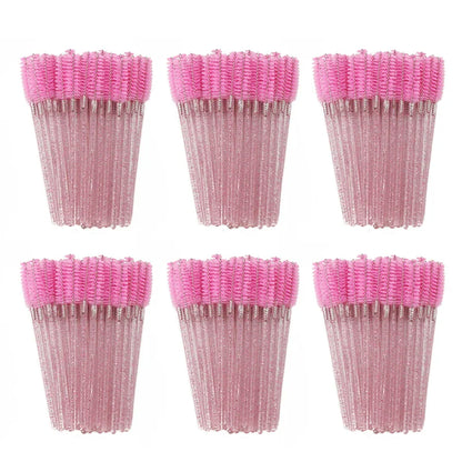 ANNAFRIS 50pcs Disposable Eyelash & Eyebrow Brushes — Soft Crystal Lash Extension Mascara Wands Makeup Tools