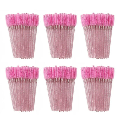 ANNAFRIS 50PCS Disposable Eyelash Brushes - Soft Crystal Lash Extension & Eyebrow Makeup Mascara Wands