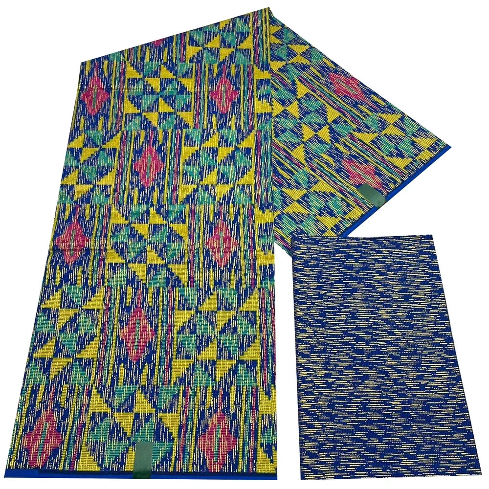 Kente Golden Wax Cotton Fabric - African Dutch Nigerian Ankara Batik Party Dress Fabric 2+4 Yards