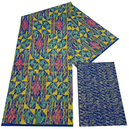Kente Golden Wax Cotton Fabric - African Dutch Nigerian Ankara Batik Party Dress Fabric 2+4 Yards