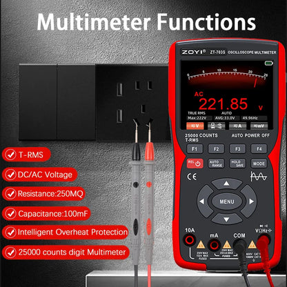 ZOYI 703S Handheld Oscilloscope Multimeter – Dual-Channel 3-in-1 Auto Repair Tool with Color Screen