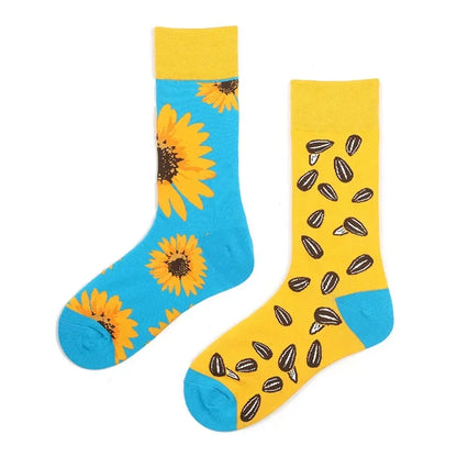 WY_New Asymmetrical Couples Mandarin Ducks Cotton Socks – Fashion Sports Colorful Medium & High Sleeve Unisex Crew Socks, Trendy Couple Gift Socks