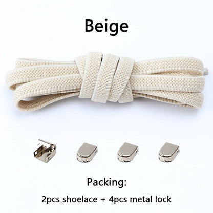 No-Tie Elastic Shoelaces – One Size Fits All Sneakers for Adults & Kids, Flat Tieless Shoestrings