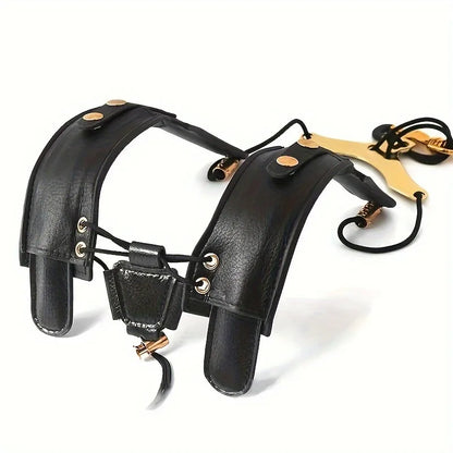 Leather Saxophone Neck Strap - Aluminum Plate Shoulder Support Strap for Alto, Tenor & Baritone Saxophones