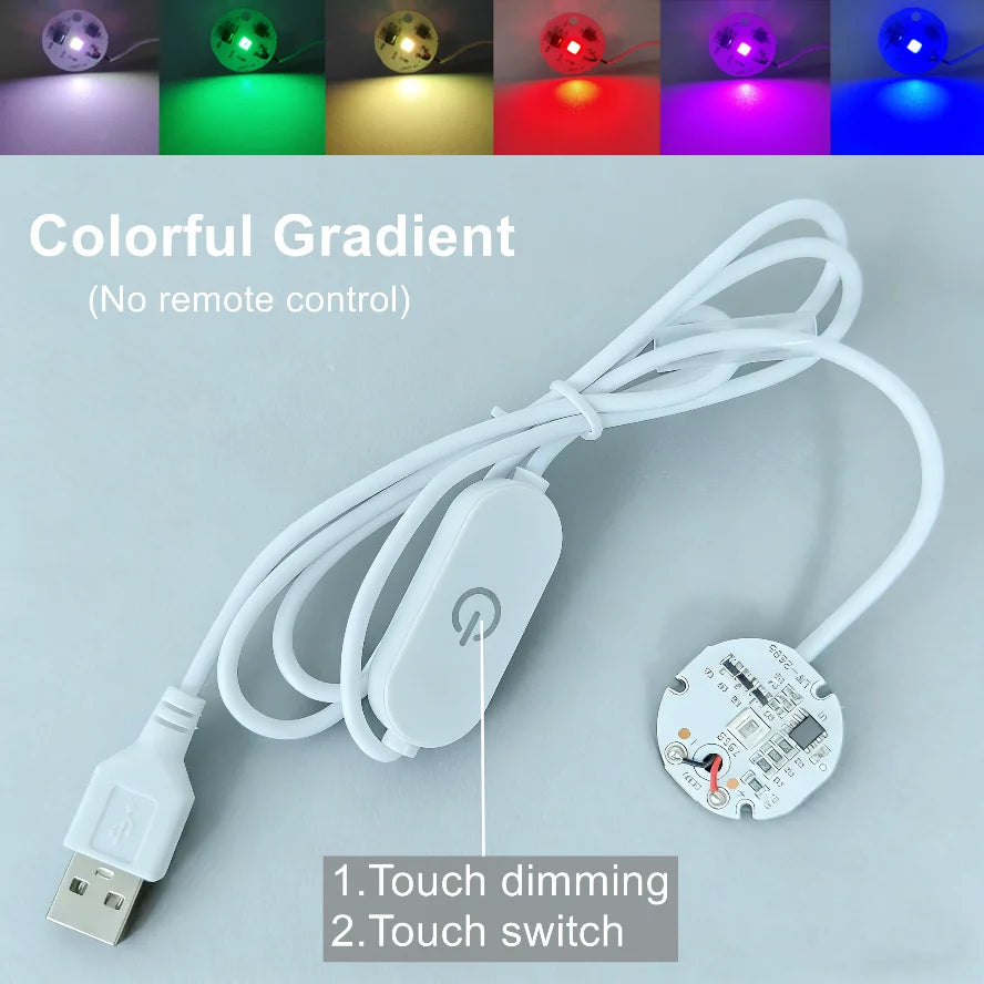 5V USB RGB LED Light Board - Dimmable Touch Control Gradient Light with Remote for DIY Model Displays