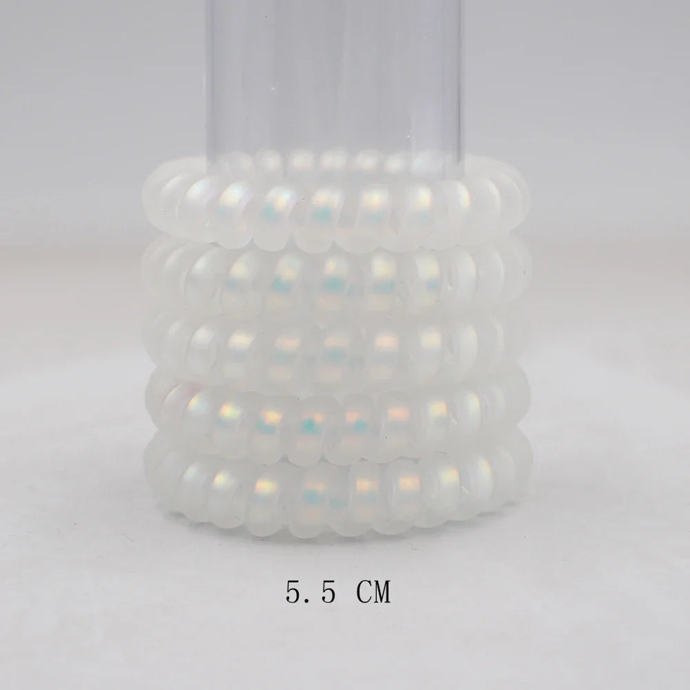 5Pcs Matte Spiral Hair Bands - Fashion Telephone Wire Elastic Hair Ties Stretchable Cord Rubber Bands for Women & Girls