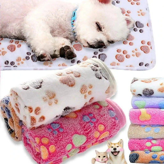 Cute Fleece Pet Bed Mat Cover - Soft Warm Blanket Towel for Small Medium Large Dogs & Cats