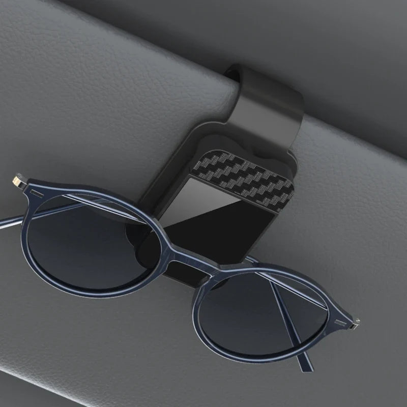 Car Sun Visor Sunglasses Holder - Stable Eyeglass Clip with Card & Ticket Storage Organizer
