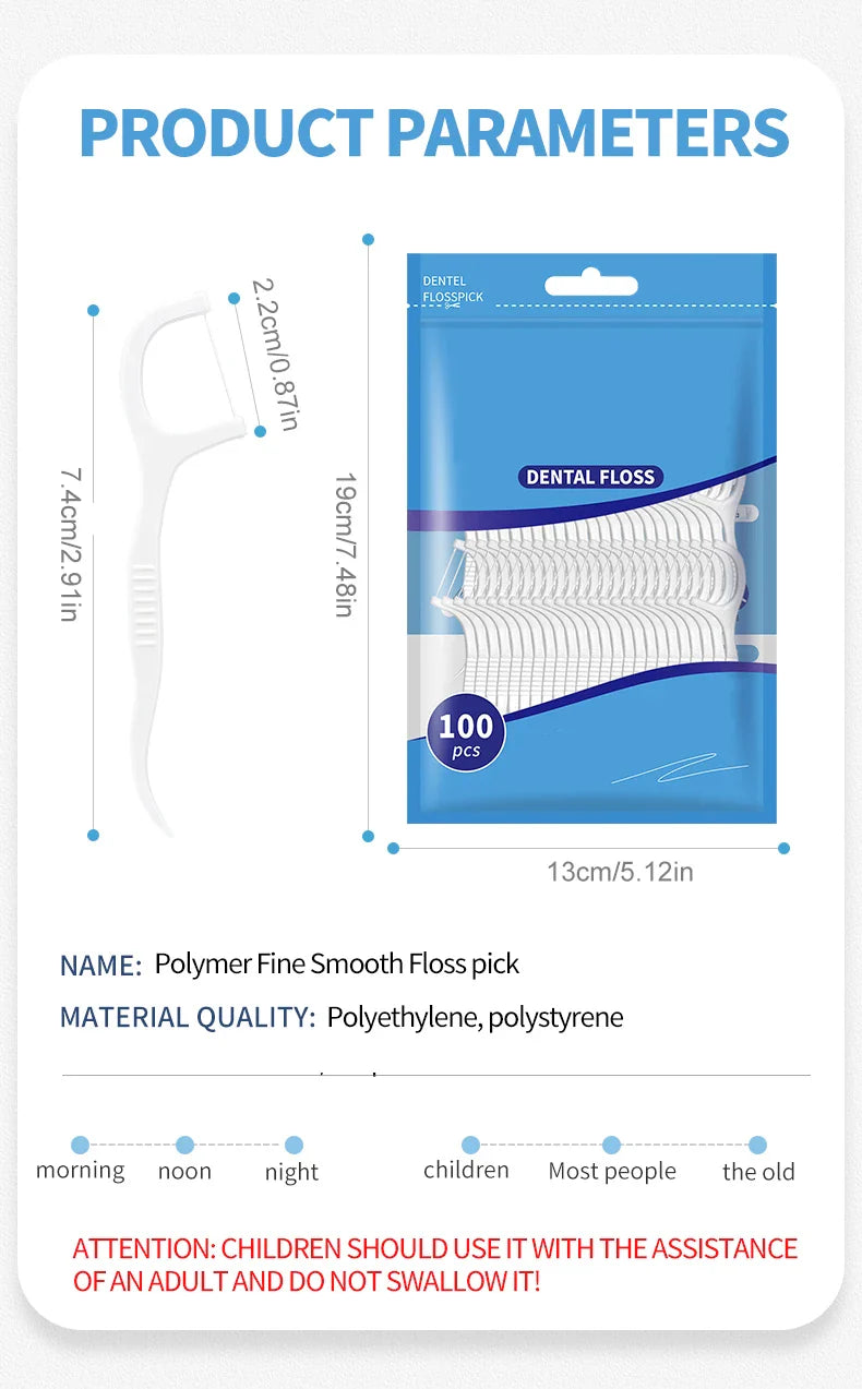 200PCS Dental Floss & Plastic Toothpicks - One-Time Cleaning for Dental Gaps and Oral Care"