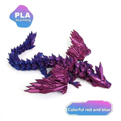 3D Printed Articulated Dragon Figurine - Colorful Gem Dragon Movable Joint Desktop Fantasy Action Figure Craft