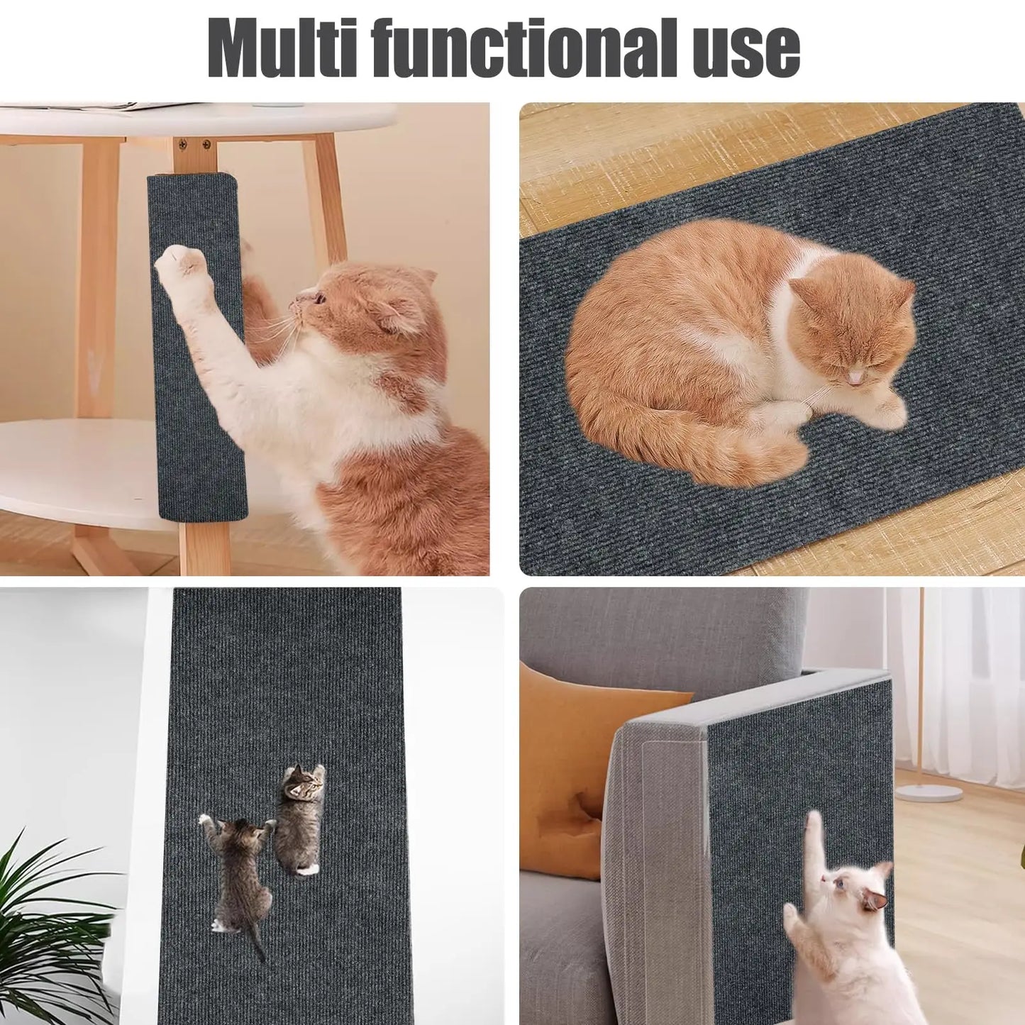 Anti Cat Scratch Mat - Trimmable Self-Adhesive Furniture Protector for Sofas, Walls & Corners