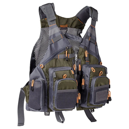 Bassdash Breathable Fishing Vest - Adjustable Outdoor Sports Fly Swimming Vest for Fishing Tackle