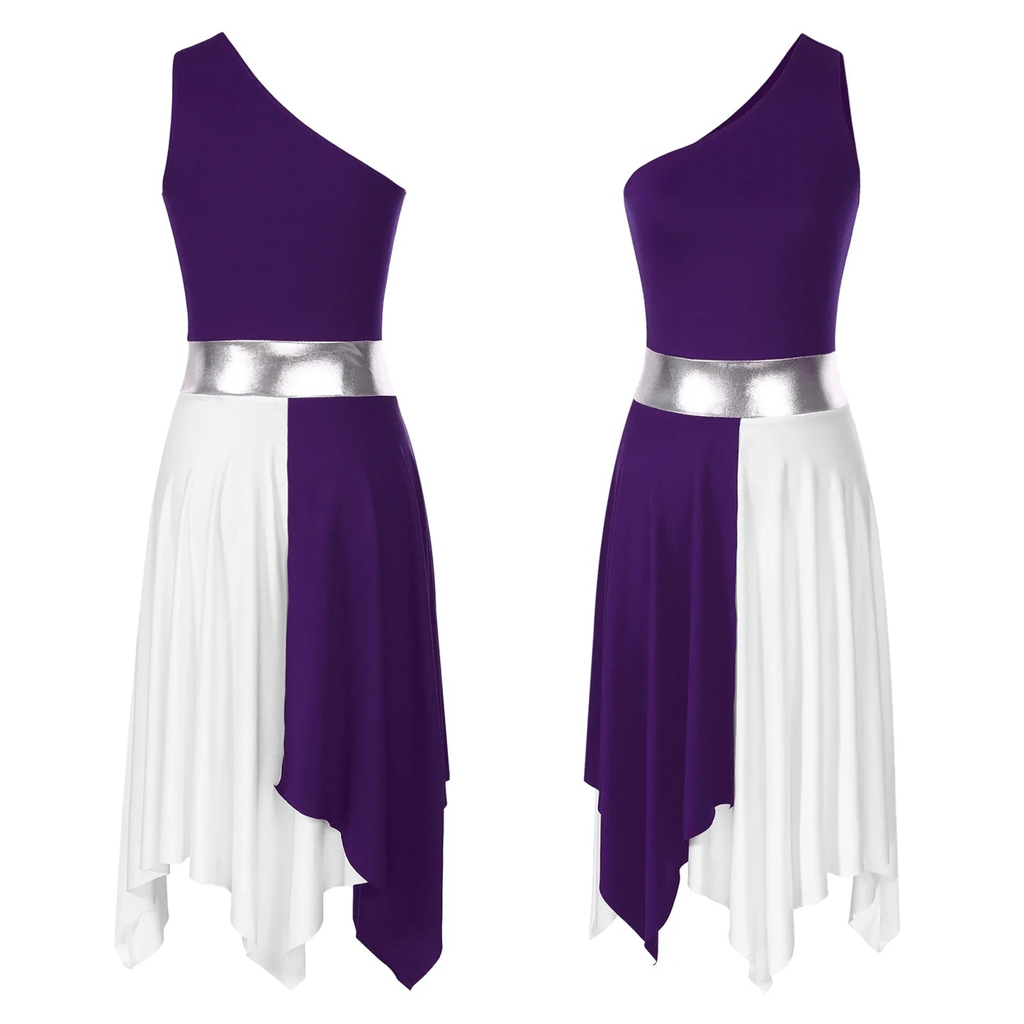 Women’s Liturgical Praise Dance Dress - Irregular Hem Modern Ballet Costume for Choir & Worship Performances