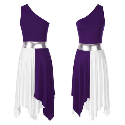 Women’s Liturgical Praise Dance Dress - Irregular Hem Modern Ballet Costume for Choir & Worship Performances