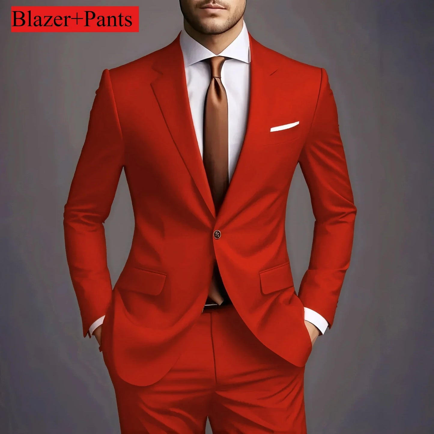 2026 Luxury Men's 2-Piece Suit Set - Elegant Slim Fit Wedding Groom Tuxedo & Casual Formal Wear