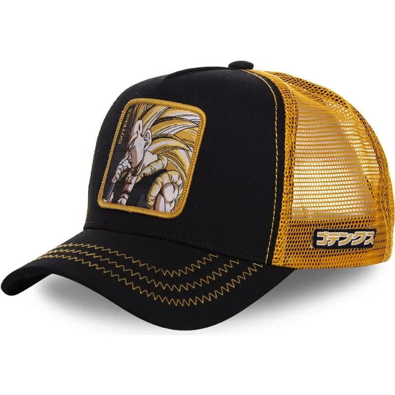 Dragon Ball Son Goku Trucker Cap - Embroidered Adjustable Mesh Sun Visor Hat for Men Summer Travel