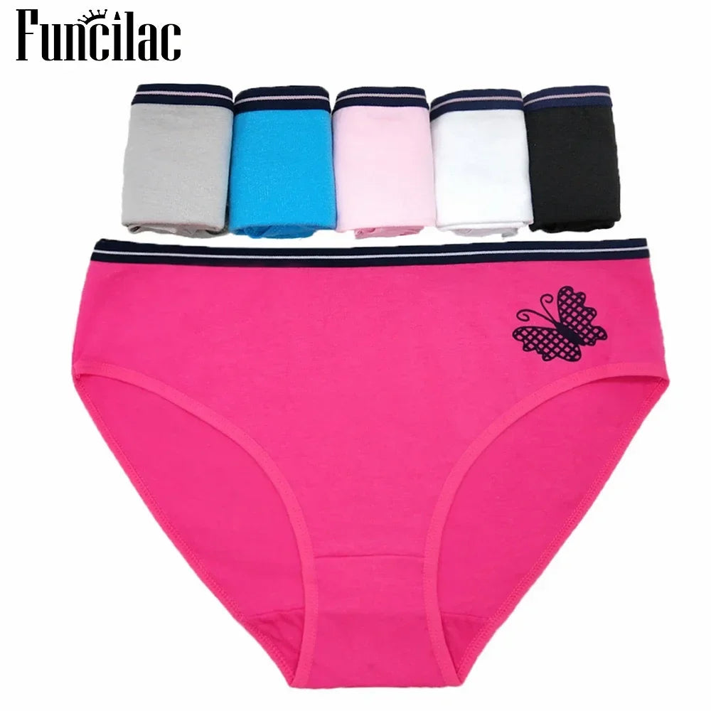 6 Pcs Women’s Cotton Briefs Set - Plus Size Sexy Print Mid-Rise Panties with Breathable Cotton Crotch