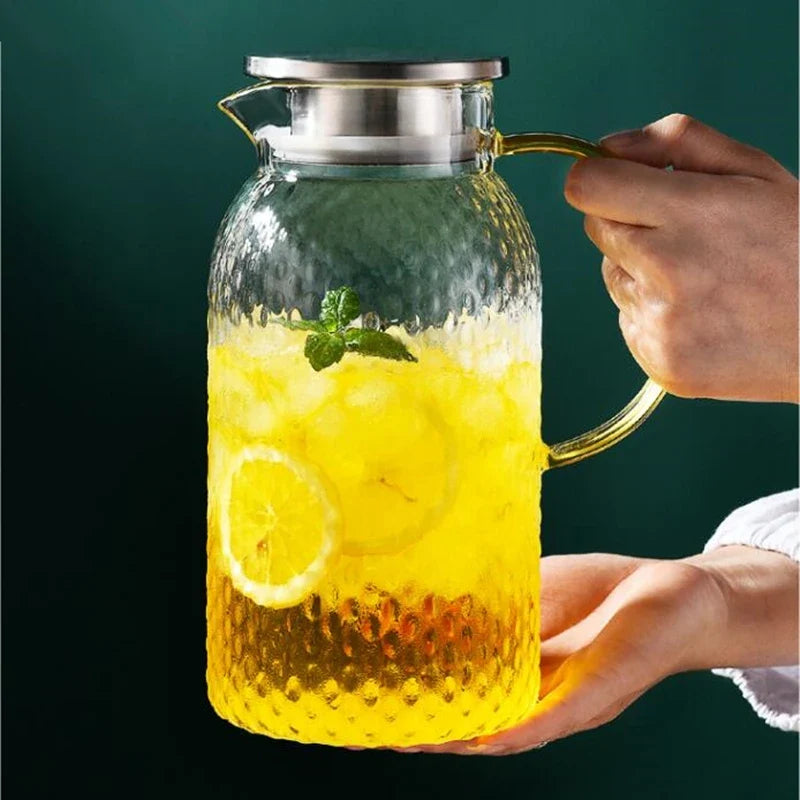 Heat Resistant Glass Pitcher - 1.2L-2L Explosion-Proof Juice Jug Water Kettle & Clear Teapot Container