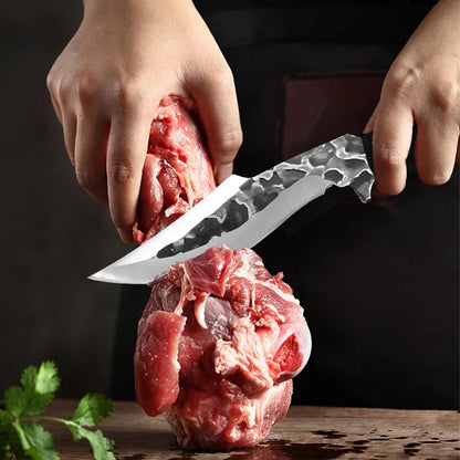 Hand Forged Butcher Boning Knife - Meat Cleaver, Vegetable, Fruit & Fish Filleting Kitchen Knife for Chefs