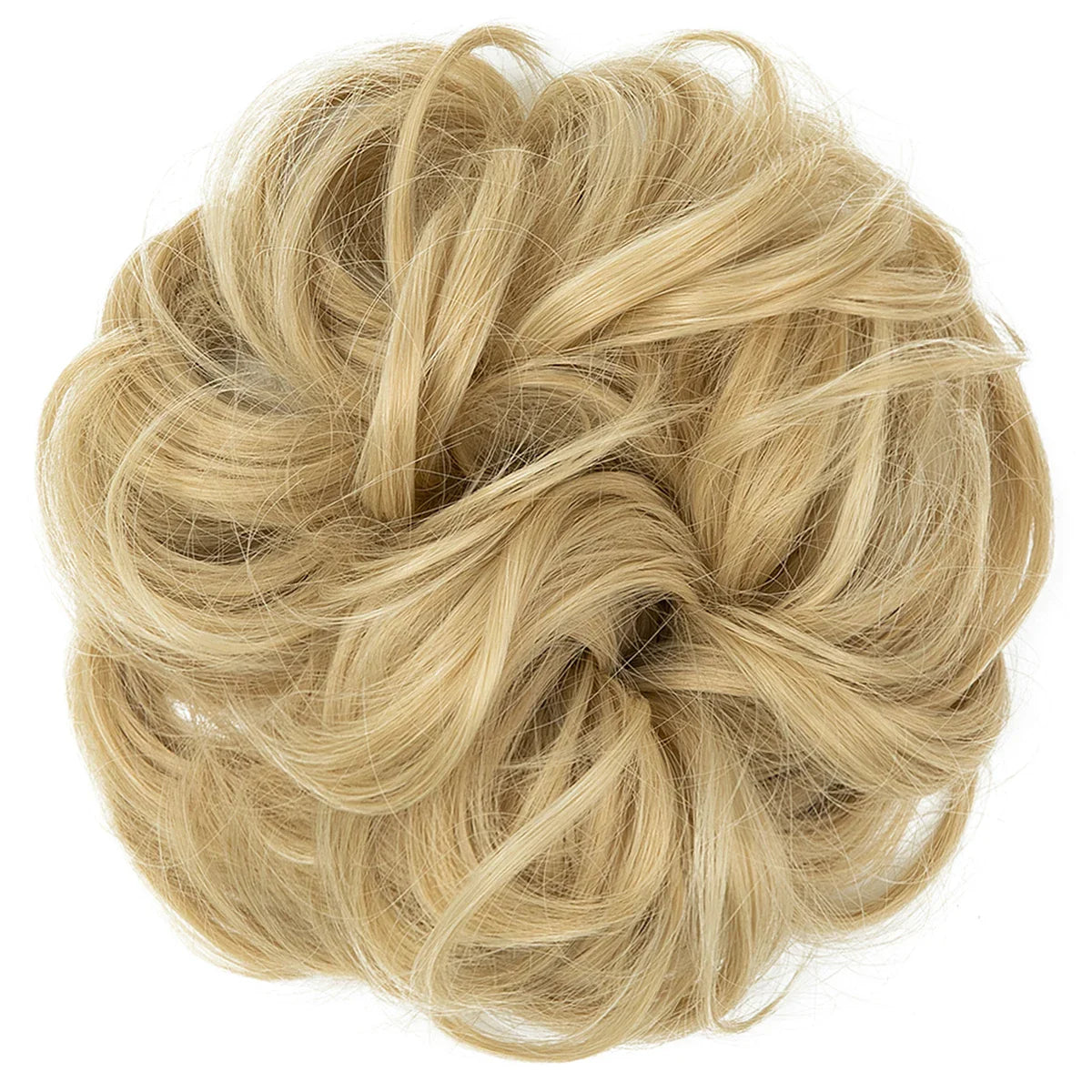 Synthetic Messy Hairpiece Chignon Scrunchie – Blonde & Brown Donut Bun for Women, Elastic Daily Use Hair Extension H9