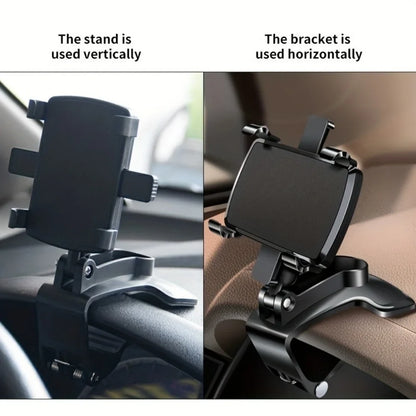 Universal Car Phone Holder - 360° Rotatable Dashboard GPS Mount with Adjustable Clip