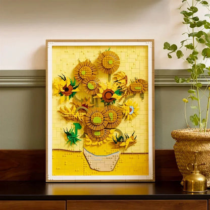 Sunflowers 3D Art Mural Building Blocks Set – Compatible with LEGO, Ideal Christmas Gift 31215
