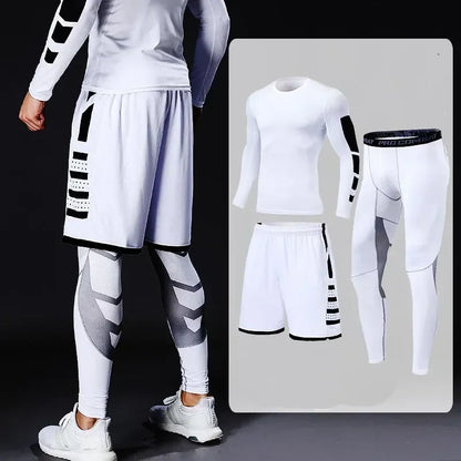 Men's Running Tracksuit Set - Compression Fitness Sportswear With Leggings, Gym Tights & Training Sweatpants