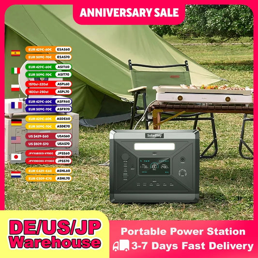 SOLARPLAY Q2501 Portable Power Station - 2160Wh LiFePO4 Solar Generator with 2400W AC Output