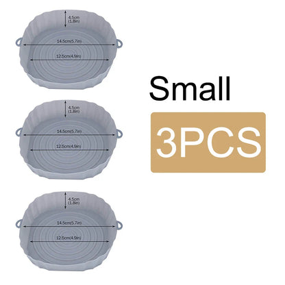 Reusable Air Fryer Silicone Pot & Baking Tray Set – 1/2/3PCS Silicone Basket for Pizza, Fried Chicken & Grill