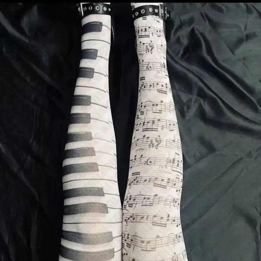 Y2K Punk Graffiti Thigh-High Socks - White Harajuku Over-Knee Stockings for Cosplay, Kawaii & Streetwear
