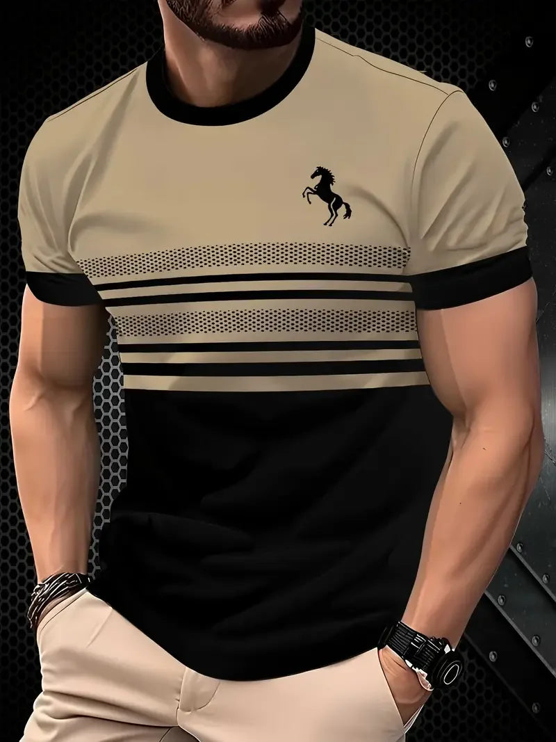 Men’s 3D Printed Sports T-Shirt - Breathable Round Neck Polyester Casual Summer Tee Top