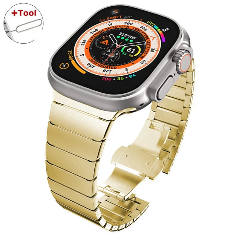Ultra 3/2 Titanium & Stainless Steel Luxury Bracelet for Apple Watch — Fits Ultra 49/45/44/42mm & Series 11/10/9/46/41mm