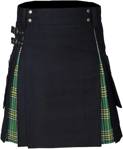 Men's Utility Kilt – 100% Cotton Jeans Hybrid with Modern Box Pleated Tartan, Traditional Design