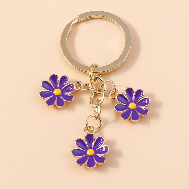 Sakura Flower Enamel Keychain - Colorful Cute Key Ring Handbag Accessory Gift for Women & Girls