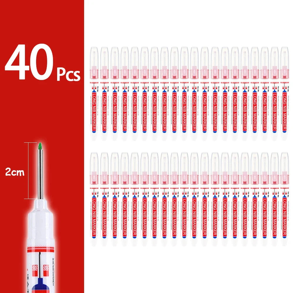 2cm Waterproof Deep Hole Marker Pen - Long Head Carpenter Markers for Metal Woodworking Tools 4-80pcs