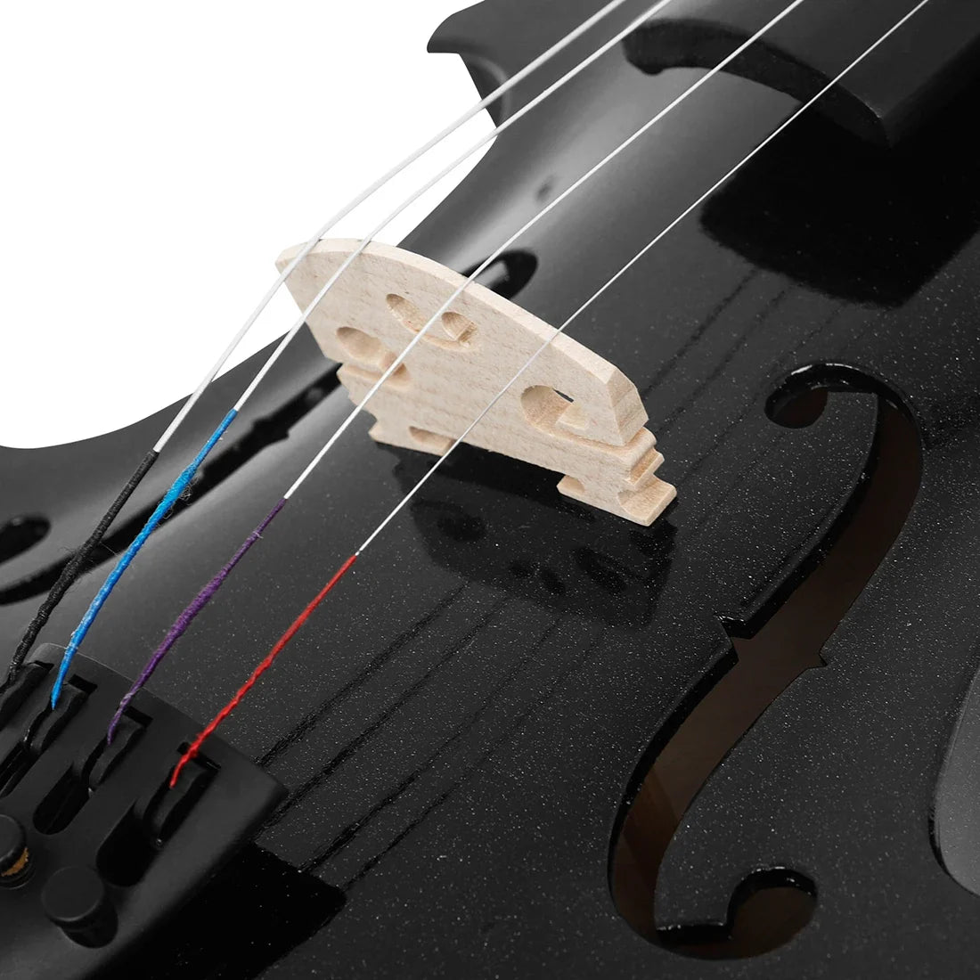 4/4 Solid Wood Black Violin - Acoustic Beginner Violin Set with Case, Bow, Rosin, Tuner & Accessories